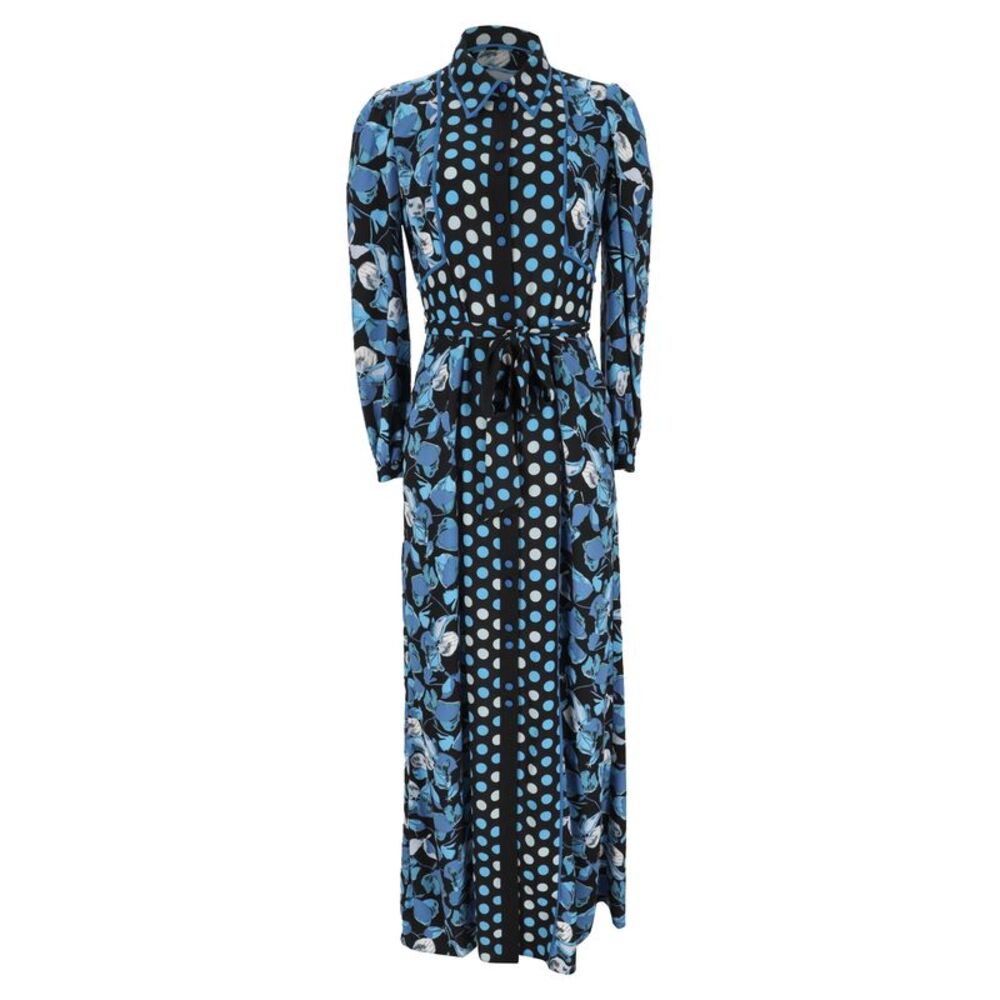 Diane Von Furstenberg Joshua Floral-Print Maxi Dress in Blue Polyester